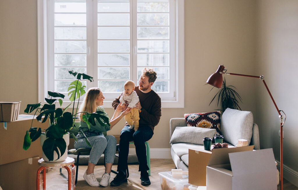 Young family in their first Northern Rivers home, made possible with first home buyer options and guarantor support.