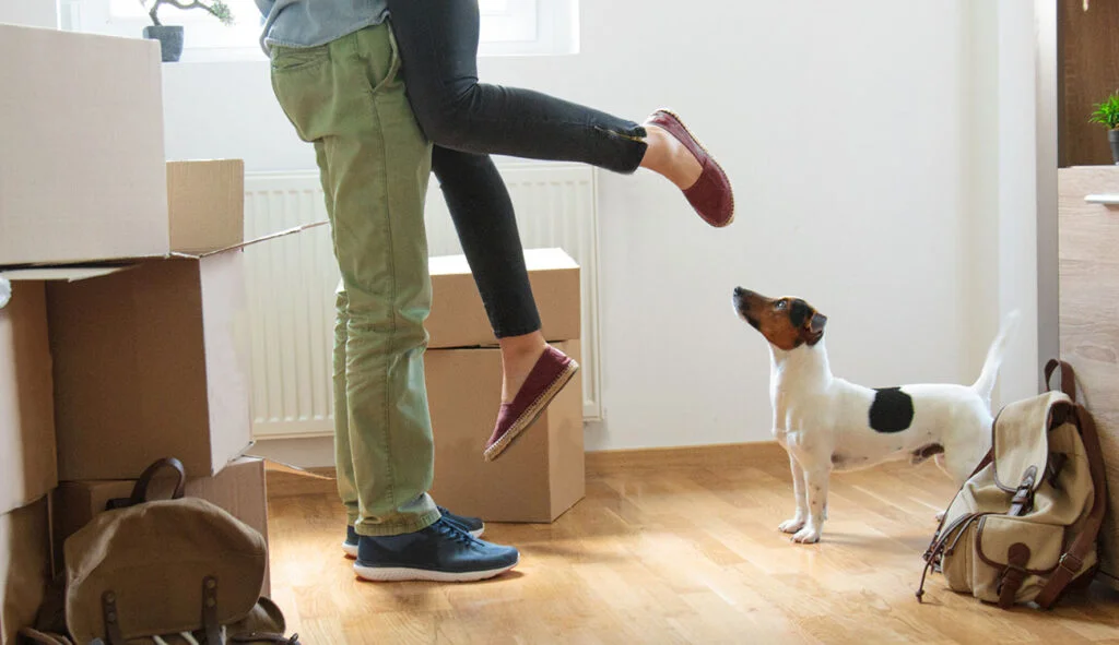 Young couple in their first Northern Rivers home, made possible with first home buyer options and guarantor support.